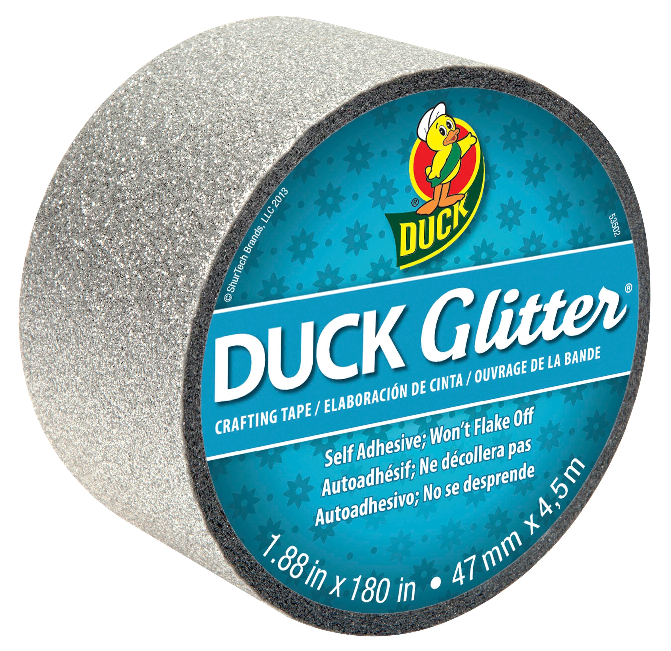 Duck Brand Duct Glitter Adhesive Tape, 1-7/8 Inches x 5 Yards, Silver, Item Number 2102994